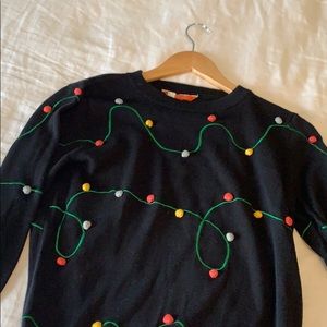 Black Christmas lights sweater